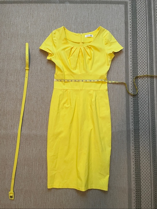 Mucxn Dresses & Skirts - MEXXU Yellow Pleated Midi Sheath Dress